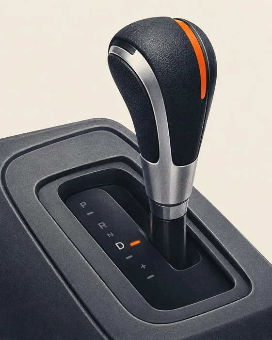 Palanca de cambios automática con detalle naranja